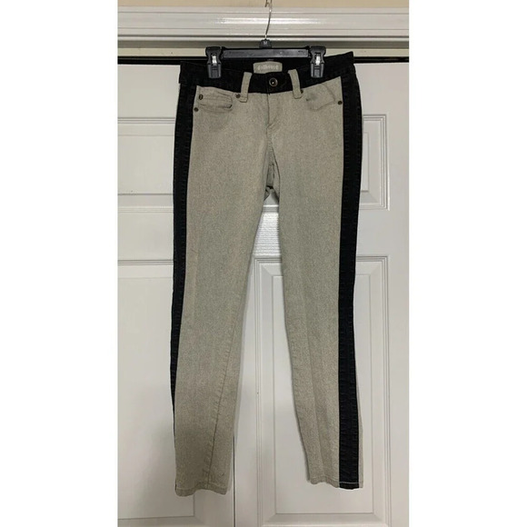 Vintage Dollhouse Y2K You Are Beautiful Jeans Tan & Black Low Rise Size 7 (AA33) - Picture 1 of 7